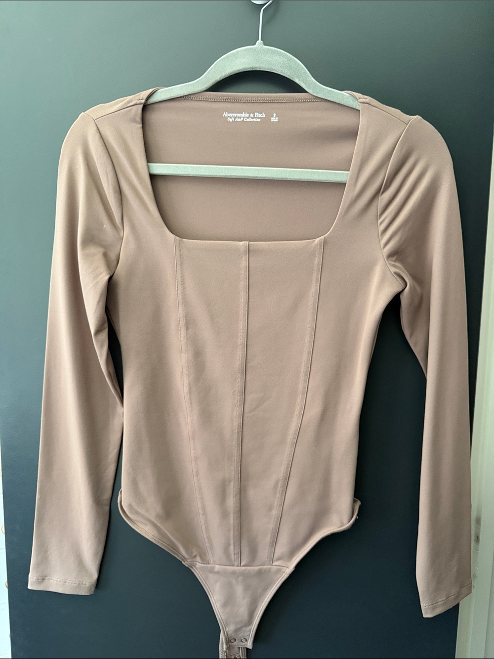 Abercrombie & Fitch Mauve-Taupe Long Sleeve Square Neck Bodysuit